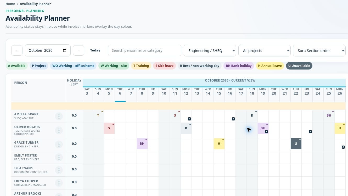 Infinity Alpha software screenshot illustrating People & HR